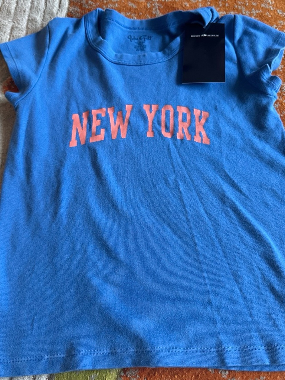 Brandy Melville “New York” Baby Tee in Knicks Coloring*brand new with tags